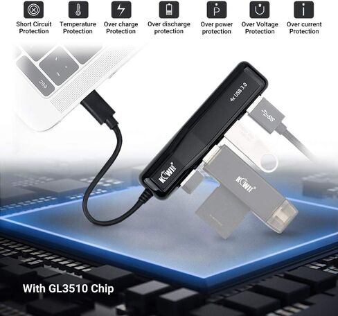 موزع موزع USB 3.0 بـ 4 منافذ، ومحول USB متعدد المنافذ ممتد (الشحن غير مدعوم)، ومركز بيانات USB صغير الحجم (5 جيجابت في الثانية) لأجهزة MacBook وMac Pro/mini وiMac وSurface Pro وXPS والكمبيوتر الشخصي ومحرك فلاش USB ومحرك الأقراص الصلبة المحمول والمزيد in Kuwait