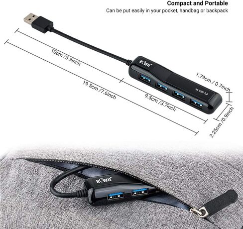 موزع موزع USB 3.0 بـ 4 منافذ، ومحول USB متعدد المنافذ ممتد (الشحن غير مدعوم)، ومركز بيانات USB صغير الحجم (5 جيجابت في الثانية) لأجهزة MacBook وMac Pro/mini وiMac وSurface Pro وXPS والكمبيوتر الشخصي ومحرك فلاش USB ومحرك الأقراص الصلبة المحمول والمزيد in Kuwait