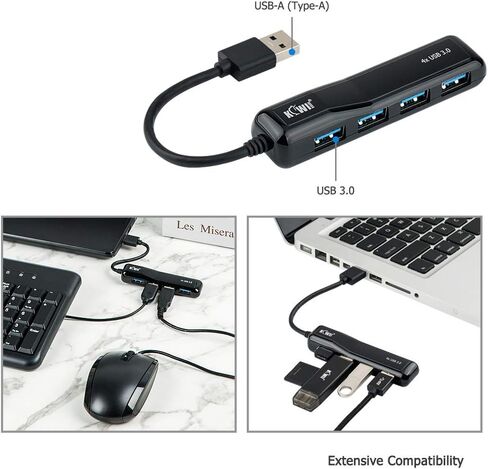 موزع موزع USB 3.0 بـ 4 منافذ، ومحول USB متعدد المنافذ ممتد (الشحن غير مدعوم)، ومركز بيانات USB صغير الحجم (5 جيجابت في الثانية) لأجهزة MacBook وMac Pro/mini وiMac وSurface Pro وXPS والكمبيوتر الشخصي ومحرك فلاش USB ومحرك الأقراص الصلبة المحمول والمزيد in Kuwait