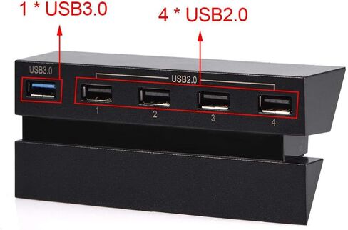 125 5 منافذ USB Hub لـ PS4، USB 3.0 2.0 عالية السرعة توسيع محور شاحن وحدة تحكم الفاصل المتوسع المصممة خصيصًا لوحدة تحكم ألعاب PS4 in Kuwait