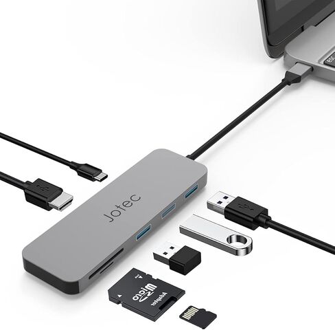 موزع USB C 4K HDMI محول شاشة 7 في 1 محول متعدد المنافذ مع HDMI 4K PD 87W مع قارئ بطاقات SD/TF متوافق مع ماك بوك ثاندربولت 3 والمزيد من اجهزة ويندوز USB C in Kuwait