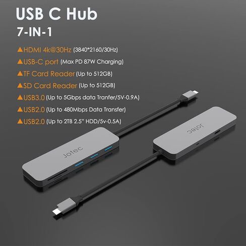 موزع USB C 4K HDMI محول شاشة 7 في 1 محول متعدد المنافذ مع HDMI 4K PD 87W مع قارئ بطاقات SD/TF متوافق مع ماك بوك ثاندربولت 3 والمزيد من اجهزة ويندوز USB C in Kuwait