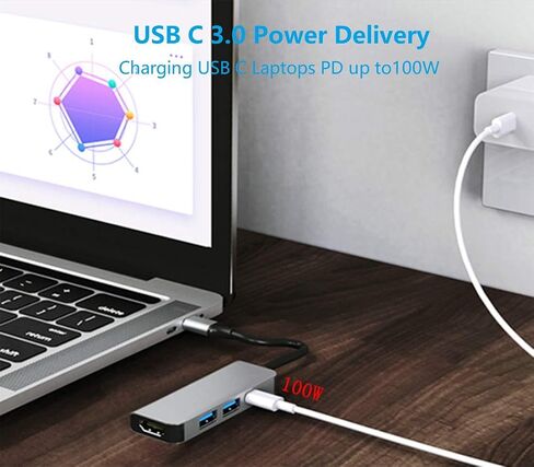 موصل USB C، أفضل كابل 4 في 1 USB C محوّل USB C إلى HDMI 4K ، توصيل طاقة 100W ، USB 3.0 ، USB 2.0 ، متوافق مع MacBook Pro 2016-2020 / Air 2018-2020...المزيد in Saudi Arabia