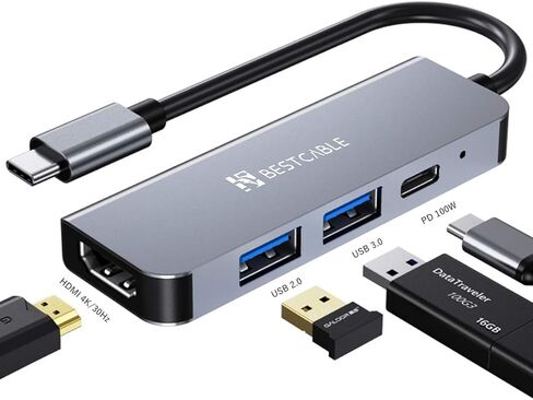 موصل USB C، أفضل كابل 4 في 1 USB C محوّل USB C إلى HDMI 4K ، توصيل طاقة 100W ، USB 3.0 ، USB 2.0 ، متوافق مع MacBook Pro 2016-2020 / Air 2018-2020...المزيد in Saudi Arabia