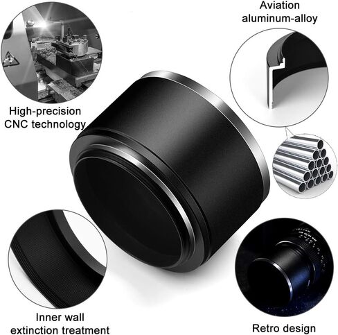 49 مم تيل ميتال غطاء عدسة شمسية مع غطاء عدسة مركزي لنيكون سوني بنتاكس أولمبس فوجي سورمانج لايكا عدسات خيط قياسية + قطعة قماش للتنظيف in Kuwait