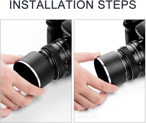 49 مم تيل ميتال غطاء عدسة شمسية مع غطاء عدسة مركزي لنيكون سوني بنتاكس أولمبس فوجي سورمانج لايكا عدسات خيط قياسية + قطعة قماش للتنظيف in Kuwait