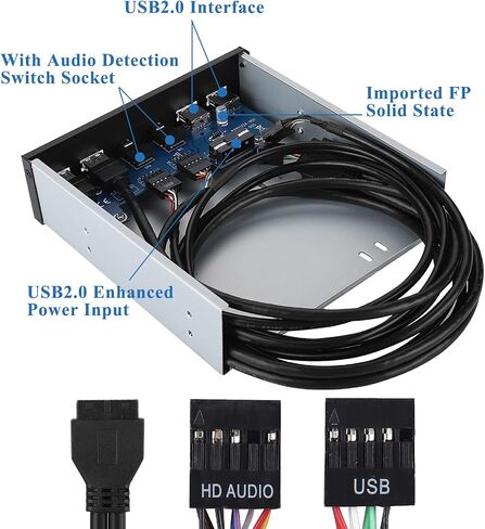 موزع لوحة امامية USB، 2 منفذ USB3.0 + USB2.0 19 دبوس اتش دي اوديو، 6 منافذ تدعم USB3.0، USB 2.0، ميكروفون، سماعة راس، للكمبيوتر in Kuwait