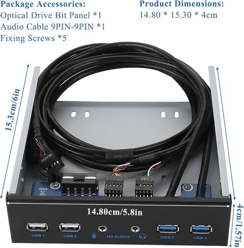 موزع لوحة امامية USB، 2 منفذ USB3.0 + USB2.0 19 دبوس اتش دي اوديو، 6 منافذ تدعم USB3.0، USB 2.0، ميكروفون، سماعة راس، للكمبيوتر in Kuwait