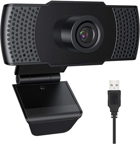 1080P HD Webcam with Microphone, USB Webcam for Laptop Desktop, Full HD Camera 110 Degree Widescreen Streaming Webcam for Recording, Video Conferencing, Zoom, YouTube, Gaming, Studying in Kuwait