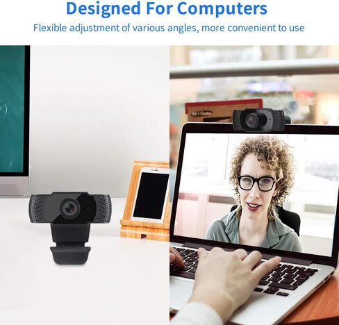 1080P HD Webcam with Microphone, USB Webcam for Laptop Desktop, Full HD Camera 110 Degree Widescreen Streaming Webcam for Recording, Video Conferencing, Zoom, YouTube, Gaming, Studying in Kuwait