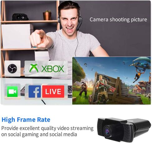 1080P HD Webcam with Microphone, USB Webcam for Laptop Desktop, Full HD Camera 110 Degree Widescreen Streaming Webcam for Recording, Video Conferencing, Zoom, YouTube, Gaming, Studying in Kuwait