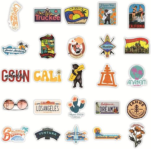 ملصقات سفر هوليوود من كاليفورنيا، 100 قطعة من ملصقات الفينيل المقاومة للماء بوتر لتزيين اللاب توب، يمكنك صنعها بنفسك لألواح التزلج، ملصقات كاواي لطيفة متعددة الالوان للسفر in Kuwait