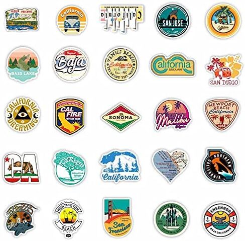 ملصقات سفر هوليوود من كاليفورنيا، 100 قطعة من ملصقات الفينيل المقاومة للماء بوتر لتزيين اللاب توب، يمكنك صنعها بنفسك لألواح التزلج، ملصقات كاواي لطيفة متعددة الالوان للسفر in Kuwait