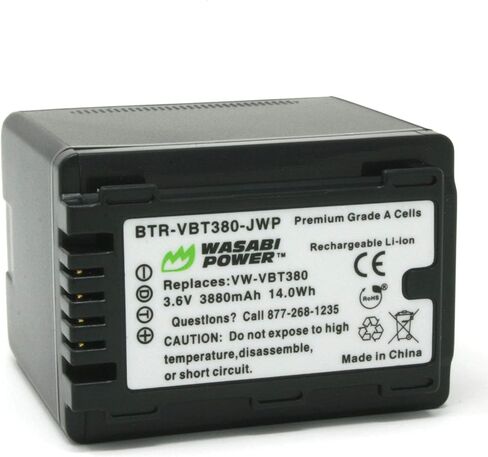 Wasabi Power Battery for Panasonic VW-VBT380 and Panasonic HC-V250, HC-V380, HC-V510, HC-V520, HC-V710, HC-V720, HC-V750, HC-V770, HC-VX870, HC-VX981K, HC-WXF991K in Saudi Arabia