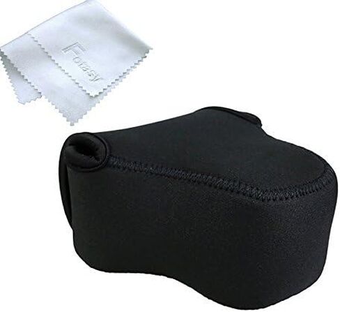 JJC Black Ultra Light Neoprene Camera Case for Fuji X-E4 X-T30 II X-T100 X-T30 X-T20 X-T10 with Short Prime Lens, 18mm F1.4, 27mm F2.8, 35mm F2 Lens, Pouch Bag Compatible with Fujifilm X100V in Saudi Arabia