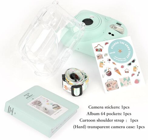 حافظة كاميرا شفافة متوافقة مع كاميرا Fujifilm Instax Mini 12 الفورية - حافظة كاميرا صغيرة 12، حزام كتف بنمط لطيف وملصقات نمطية، وألبوم 64 جيب (أرجواني) in Kuwait