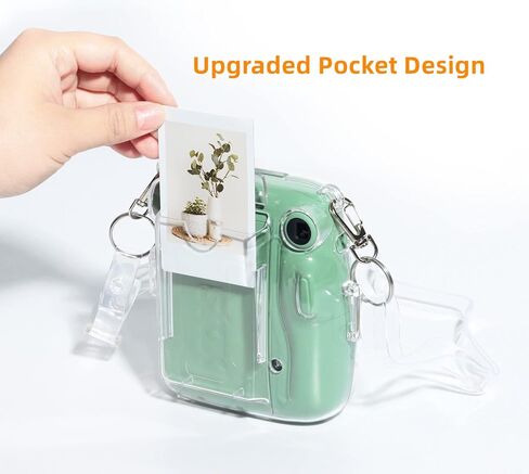 حافظة فودا الشفافة لكاميرا فوجي فيلم إنستاكس ميني 11 الفورية - غطاء حماية صلب من البولي فينيل كلوريد مع حزام كتف قوس قزح قابل للإزالة و20 ورقة ملصق أفلام ملونة بصور فورية أرجوانية لامعة in Kuwait