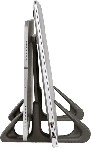 Octoo Vertical Laptop Stand, Litestand Vertical Double Desktop Stand Holder Design Space-Saving for All MacBook, Chromebook, Surface, Dell, iPad Up to 17.3 Inches - Black in Saudi Arabia