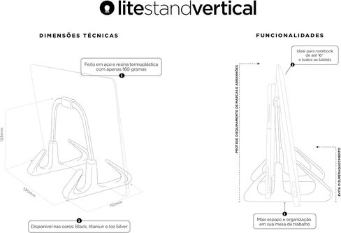 Octoo Vertical Laptop Stand, Litestand Vertical Double Desktop Stand Holder Design Space-Saving for All MacBook, Chromebook, Surface, Dell, iPad Up to 17.3 Inches - Black in Saudi Arabia