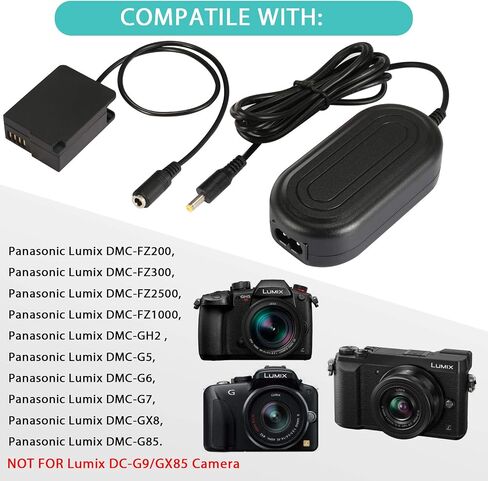 عدة شاحن مزود الطاقة للكاميرات باناسونيك DMC-FZ200 DMC-FZ1000 DMC-GH2 DMC-G5 DMC-G6 DMC-G7 لوميكس GX8 G85 من باوفر DMW-DCC8 Plus DMW-AC8 in Saudi Arabia
