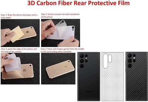 HXHN Galaxy S22 Ultra Back Glass Replacement for Samsung Galaxy S22 Ultra Back Cover Glass with Pre-Installed Tape and Camera Lens +Rear Protective Film +Tools (Black) in Kuwait