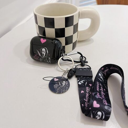 حافظة AirPod Pro الناعمة من مادة TPU الناعمة ذات شكل رعب Scream Ghost، مع سلسلة مفاتيح وحبل قصير على شكل جمجمة Scream، مصممة لأولئك الذين يحبون موضوعات الرعب المثيرة AirPod Pro in Kuwait