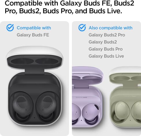 Spigen Classic Fit مصمم لسماعات Galaxy Buds FE (2023) / Buds2 Pro (2022) / Buds 2 (2021) / Buds Pro (2021) / Buds Live (2020) غطاء حماية مقاوم للصدمات - أسود in Kuwait