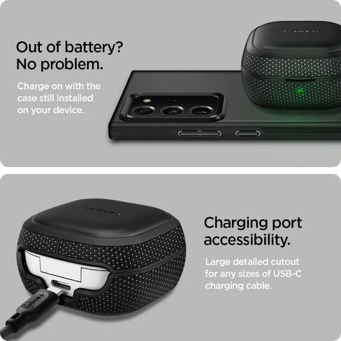 Spigen Classic Fit مصمم لسماعات Galaxy Buds FE (2023) / Buds2 Pro (2022) / Buds 2 (2021) / Buds Pro (2021) / Buds Live (2020) غطاء حماية مقاوم للصدمات - أسود in Kuwait