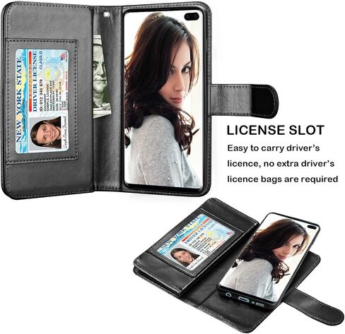 NJJEX Wallet Case for Galaxy S10 Plus, for Galaxy S10+ Case, PU Leather [9 Card Slots] Credit Holder Folio Flip [Detachable][Kickstand] Magnetic Phone Cover & Wrist Strap for Samsung S10 Plus [Mint] in Kuwait