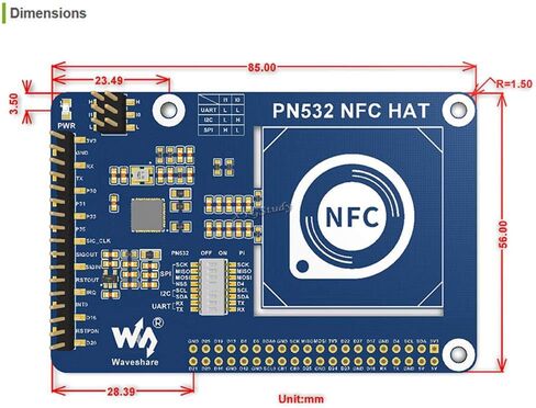 XYGStudy PN532 NFC HAT for Raspberry Pi, I2C / SPI/UART, Applications for Payment System and Bluetooth and WiFi Devices Chaining and Smart Phone NFC App etc in Saudi Arabia