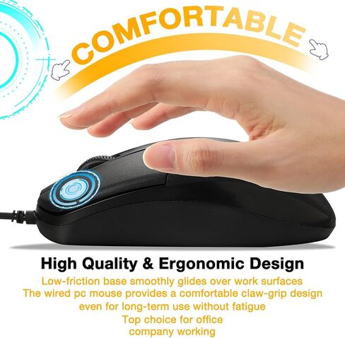 Kathfly 50 Pcs Black Wired USB Computer Mouse Bulk 1000 DPI 3 Button Corded Mouse with Home Office Noiseless Simple USB Mouse for Computer Laptop Desktop PC in Saudi Arabia