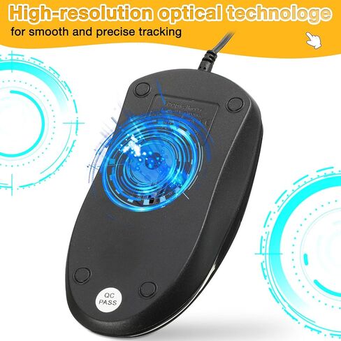 Kathfly 50 Pcs Black Wired USB Computer Mouse Bulk 1000 DPI 3 Button Corded Mouse with Home Office Noiseless Simple USB Mouse for Computer Laptop Desktop PC in Saudi Arabia