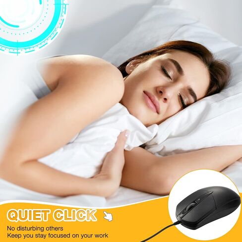 Kathfly 50 Pcs Black Wired USB Computer Mouse Bulk 1000 DPI 3 Button Corded Mouse with Home Office Noiseless Simple USB Mouse for Computer Laptop Desktop PC in Saudi Arabia