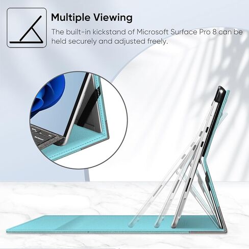 حافظة Fintie لجهاز Microsoft Surface Pro 8 مقاس 13 بوصة (إصدار 2021) - غطاء عمل بمحفظة عرض متعددة الزوايا مع جيب وحامل قلم، متوافق مع لوحة مفاتيح النوع، رمادي in Kuwait