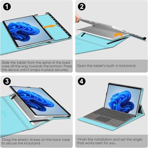 حافظة Fintie لجهاز Microsoft Surface Pro 8 مقاس 13 بوصة (إصدار 2021) - غطاء عمل بمحفظة عرض متعددة الزوايا مع جيب وحامل قلم، متوافق مع لوحة مفاتيح النوع، رمادي in Kuwait