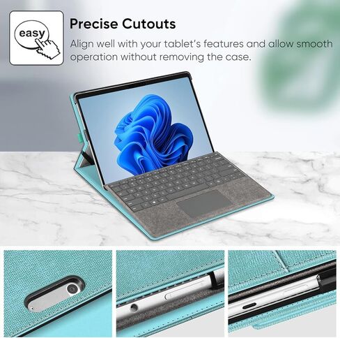 حافظة Fintie لجهاز Microsoft Surface Pro 8 مقاس 13 بوصة (إصدار 2021) - غطاء عمل بمحفظة عرض متعددة الزوايا مع جيب وحامل قلم، متوافق مع لوحة مفاتيح النوع، رمادي in Kuwait