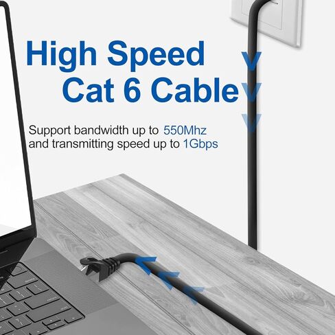 كابل إيثرنت SHD Cat6 (50 قدم) كابل تصحيح الشبكة UTP LAN كابل تصحيح الكمبيوتر - أسود in Kuwait