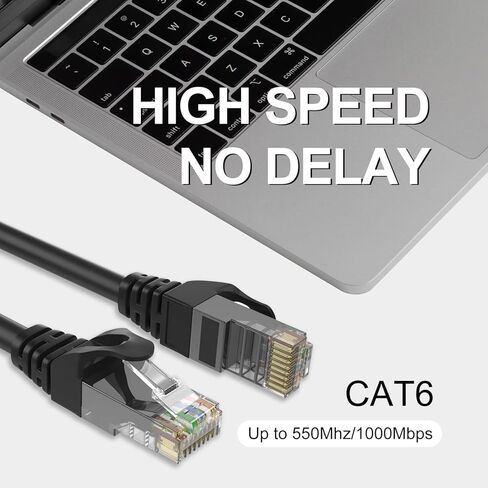 كابل إيثرنت SHD Cat6 (50 قدم) كابل تصحيح الشبكة UTP LAN كابل تصحيح الكمبيوتر - أسود in Kuwait