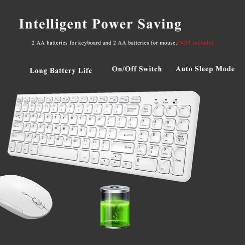 Wireless Keyboard and Mouse Combo,JieruiDeng 2.4Ghz USB Cordless Slim Silent Keyboard and Mouse Kit Home Office Game Use for Computer,Laptop,PC Desktops,Mac (Green) in Kuwait