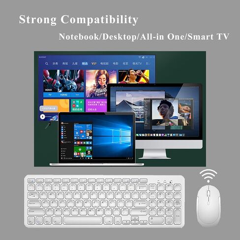 Wireless Keyboard and Mouse Combo,JieruiDeng 2.4Ghz USB Cordless Slim Silent Keyboard and Mouse Kit Home Office Game Use for Computer,Laptop,PC Desktops,Mac (Green) in Kuwait