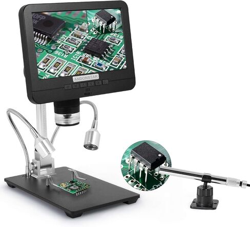 مجهر رقمي USB AD206S مع منظار Endoscope، المجهر الرقمي LCD 17.78 سم، مجهر فيديو إلكتروني عالي الدقة لصورة حية لأداة اللحام PCB، إلكترونيات DIY ومجموعة العملات in Kuwait