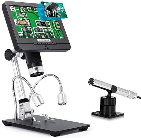 مجهر رقمي USB AD206S مع منظار Endoscope، المجهر الرقمي LCD 17.78 سم، مجهر فيديو إلكتروني عالي الدقة لصورة حية لأداة اللحام PCB، إلكترونيات DIY ومجموعة العملات in Kuwait