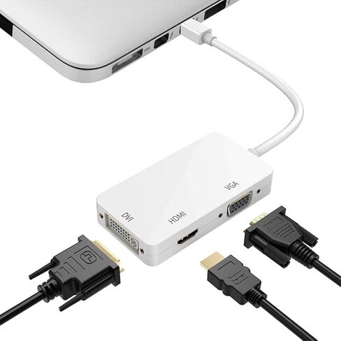 كويفاتي محول دي بي 3 في 1، محول ميني دي بي الى HDMI DVI VGA لا يحتاج الى مصدر طاقة خارجي، مقاوم للرطوبة ومقاوم للتآكل، يدعم مخرج فيديو متعدد الصيغ in Kuwait