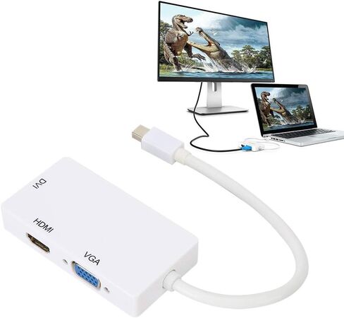 كويفاتي محول دي بي 3 في 1، محول ميني دي بي الى HDMI DVI VGA لا يحتاج الى مصدر طاقة خارجي، مقاوم للرطوبة ومقاوم للتآكل، يدعم مخرج فيديو متعدد الصيغ in Kuwait