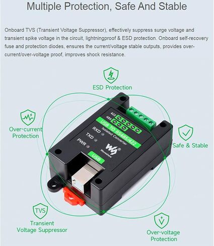 محول USB صناعي معزول إلى RS485/422، رقاقة FT232RL وشريحة SP485EEN الأصلية، مسافة نقل تصل إلى 1.2 كم، يدعم Linux، Android، Wince، Win11/10/8.1/8/7/XP، إلخ. in Saudi Arabia