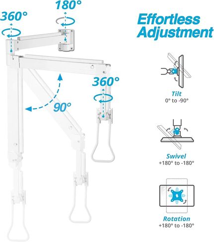 AVLT Medical Grade 17.6 lbs Monitor Wall Mount - Mounts Ultrawide Monitor on 74" Long Extension Full Motion Height Adjustable Arm - for Healthcare and Maintenance Area in Kuwait
