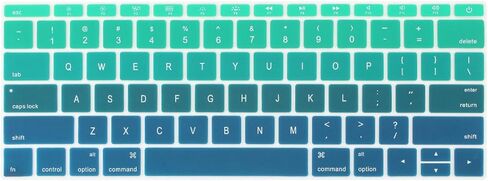 غطاء لوحة المفاتيح Batianda Ombre Color لجهاز MacBook Pro 13 بوصة موديل A1708 (بدون شريط لمس) إصدار 2017 و2016 وماك بوك 12 بوصة A1534 غلاف حماية من السيليكون (أخضر متدرج) in Saudi Arabia
