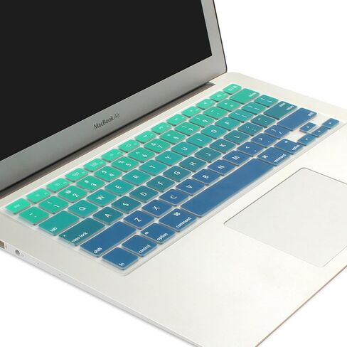غطاء لوحة المفاتيح Batianda Ombre Color لجهاز MacBook Pro 13 بوصة موديل A1708 (بدون شريط لمس) إصدار 2017 و2016 وماك بوك 12 بوصة A1534 غلاف حماية من السيليكون (أخضر متدرج) in Saudi Arabia
