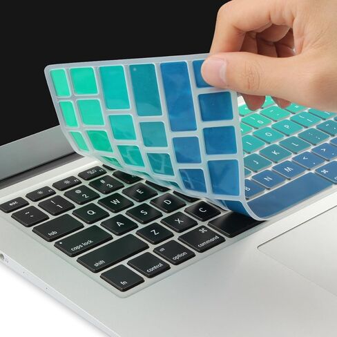غطاء لوحة المفاتيح Batianda Ombre Color لجهاز MacBook Pro 13 بوصة موديل A1708 (بدون شريط لمس) إصدار 2017 و2016 وماك بوك 12 بوصة A1534 غلاف حماية من السيليكون (أخضر متدرج) in Saudi Arabia