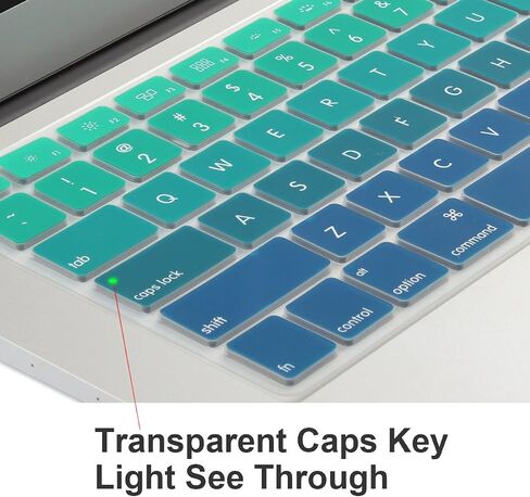 غطاء لوحة المفاتيح Batianda Ombre Color لجهاز MacBook Pro 13 بوصة موديل A1708 (بدون شريط لمس) إصدار 2017 و2016 وماك بوك 12 بوصة A1534 غلاف حماية من السيليكون (أخضر متدرج) in Saudi Arabia